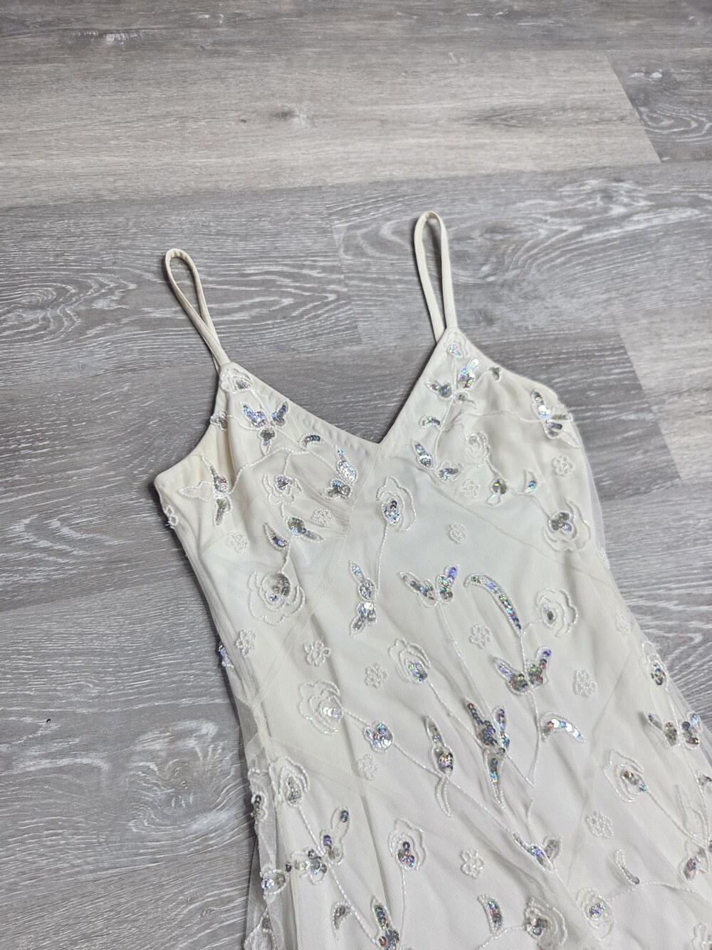 Together White Sequin Beaded Women's Evening Dress Size 6 - Picture 12 of 14